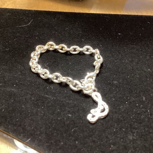 Silvertone Link Bracelet with Symbol Charm - Picture 1 of 7